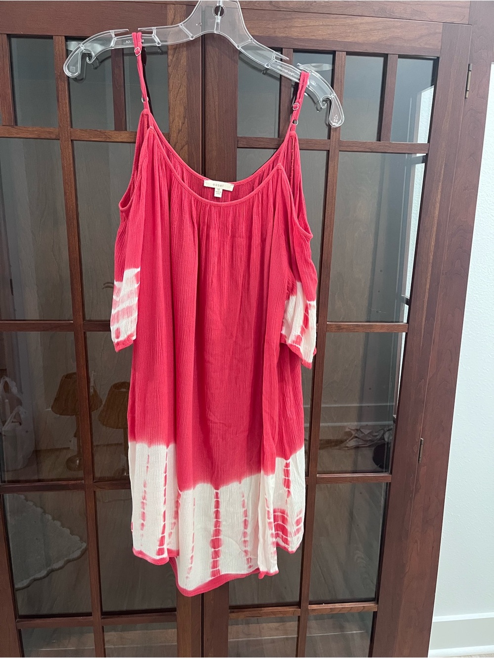 Easel ribbed Cold-Shoulder Dress in Tie dyed Coral Pink! Worn once!